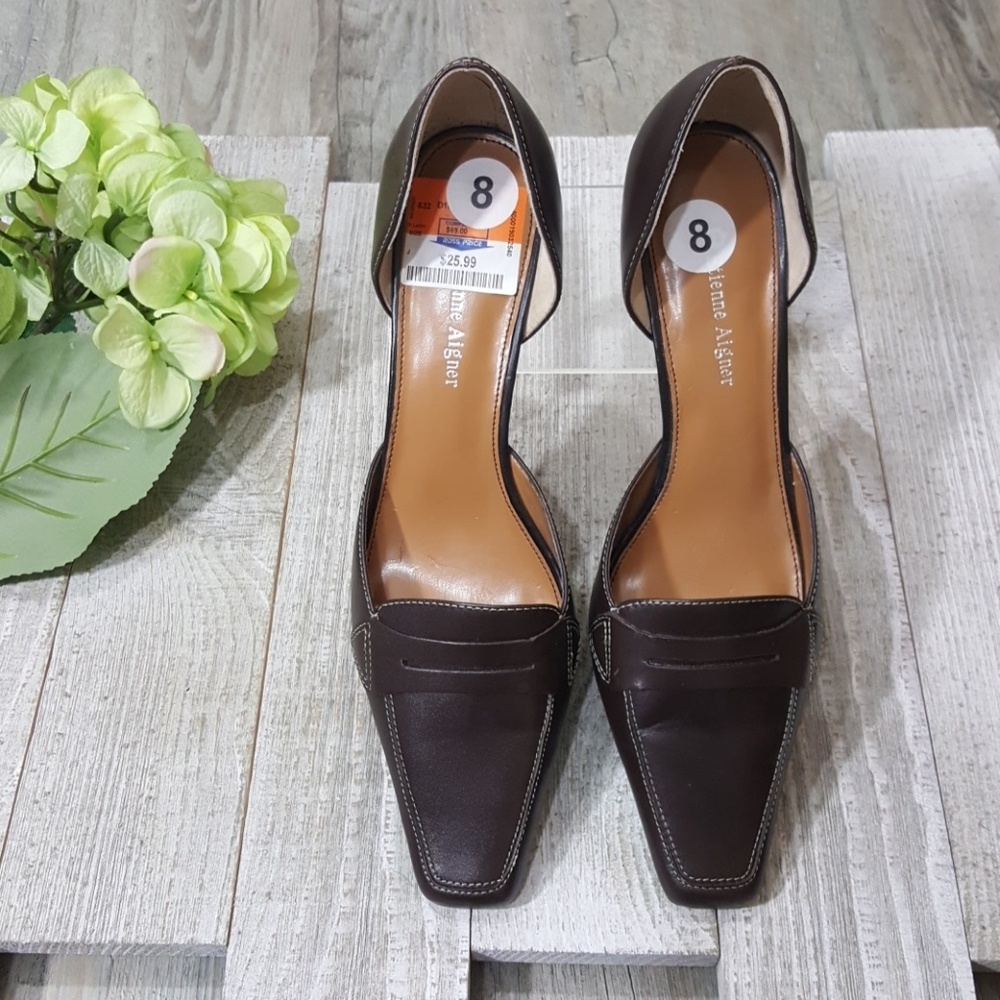 NWT Etienne Signer Loafer Heel Size 8 Brown